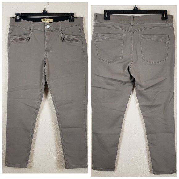Democracy “Ab” Solution Equality Skinny Pants Taupe Gray Stretch Size 12 - Picture 1 of 9